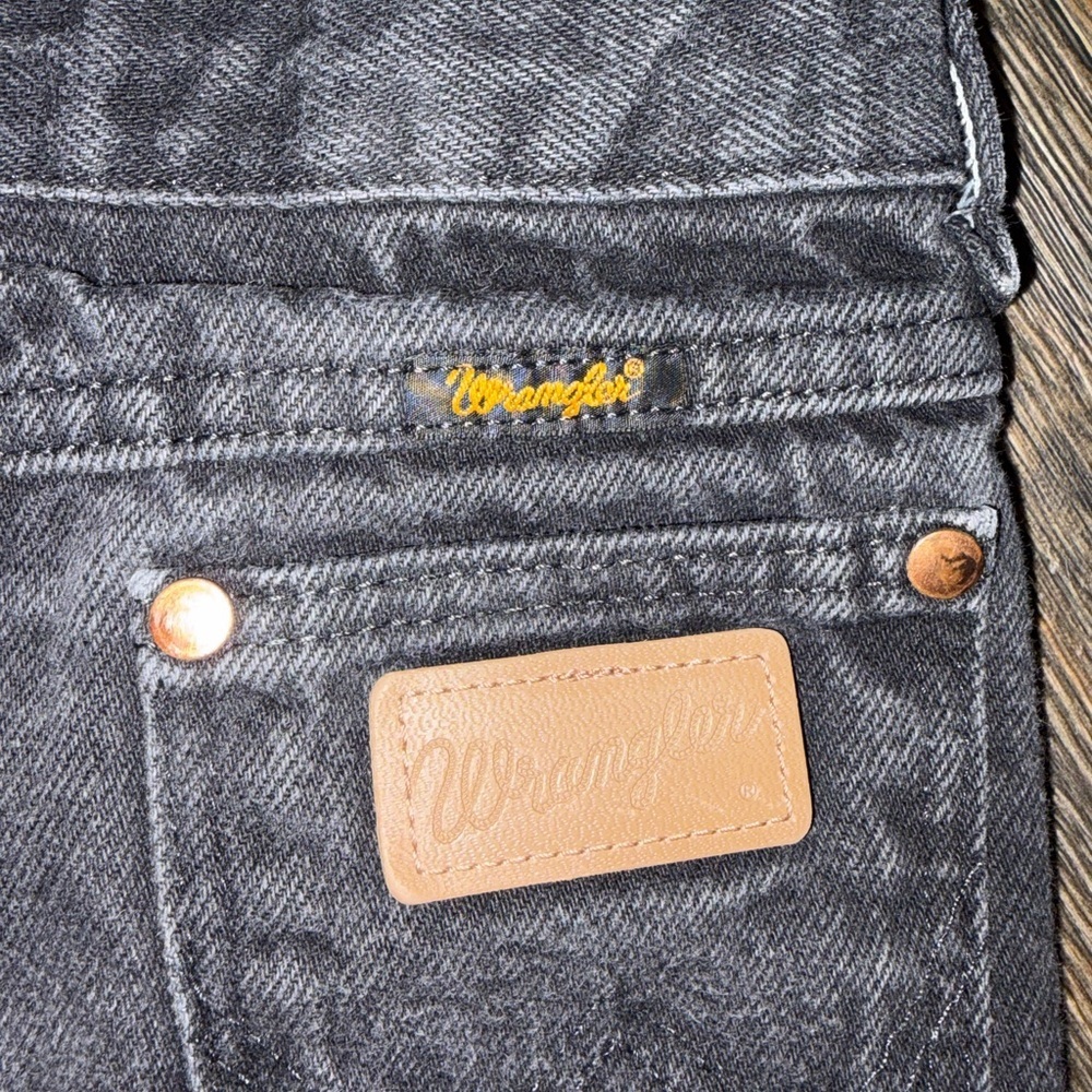 Vintage Western Wrangler Boys Jeans Size 7 Black Denim Adjustable Waist - Picture 2 of 6